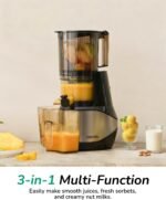 Canoly C09 Cold Press Juicer, 6" Extra Wide Feed Chute, 3-IN-1 Strainers (Juice & Sorbet & Nut Milk), Powerful AC Brushless Motor, Self Precut System, Juicer Machines with BPA-Free (Classic) - Image 3