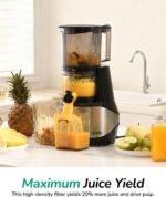 Canoly C09 Cold Press Juicer, 6" Extra Wide Feed Chute, 3-IN-1 Strainers (Juice & Sorbet & Nut Milk), Powerful AC Brushless Motor, Self Precut System, Juicer Machines with BPA-Free (Classic) - Image 4