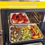 E-far Baking Cookie Sheet Pan Set of 3, 16/12.4/10.4 Inch, Stainless Steel Baking Pans Set for Oven, Rectangle Baking Tray for Cooking Roasting, Non Toxic & Easy Clean, Dishwasher Safe - Image 4