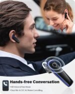 Bluetooth Headset - V5.0 Wireless Handsfree Earpiece Built-in Dual Mic Noise Cancelling, 10 Days Standby 16Hrs HD Talktime Ultralight Headset for iPhone Android Samsung Laptop(Blue) - Image 3