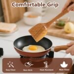 Wooden Spatulas, 2 PCs Natural Acacia Wooden Cooking Utensils Set for Non-stick Pan Kitchen Tool, flipping and Wok Spatula, Wooden Spoons & Spurtle for Cooking - Image 3