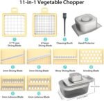 11-in-1 Vegetable Chopper for Kitchen, Food Chopper with Container, Mandoline Slicer Onion Dicer, Veggie Cutter for Fruit Salad Kitchen Gadgets Essential Tools (Beige) - Image 3