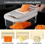 11-in-1 Vegetable Chopper for Kitchen, Food Chopper with Container, Mandoline Slicer Onion Dicer, Veggie Cutter for Fruit Salad Kitchen Gadgets Essential Tools (Beige) - Image 4