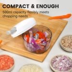 Manual Food Processor & Vegetable Chopper Grey - 2.3 Cup Mini Hand-Pull Cord Kitchen Chopper for Onion, Garlic, Vegetables with 3 Stainless Steel Blades - Image 3