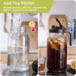 2 Quart Glass Pitcher with Lid for Fridge, Cold Brew Coffee Maker 64 oz, 2 Pack Airtight Leakproof Iced Tea Pitcher with Stainless Steel Filter, New Years Gifts for Friends (Black & Gray) - Image 5