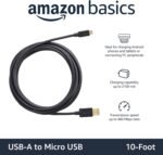Amazon Basics USB-A to Micro USB Charging Cable, 480Mbps Transfer Speed with Gold-Plated Plugs, USB 2.0, 10 Foot, Black - Image 3