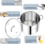 P&P CHEF 16 QT Stock Pot with Lid, Stainless Steel Large Cooking Pot, Soup Canning Stockpot for Stewing Simmering, Tri-ply Bottom for All Stoves, Heavy-Duty &Dishwasher Safe & Food-Grade - Image 4