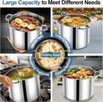 P&P CHEF 16 QT Stock Pot with Lid, Stainless Steel Large Cooking Pot, Soup Canning Stockpot for Stewing Simmering, Tri-ply Bottom for All Stoves, Heavy-Duty &Dishwasher Safe & Food-Grade - Image 5