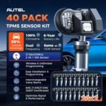 Autel TPMS Sensors Set of 40, MX Sensor 40PCS, Tire Pressure Sensor 2in1 315MHz+433MHz, OE-Level Universal TPMS Sensors Programmable by TS408/TS508WF/MP900-TS/MS906PRO-TS (Metal Valves) - Image 3