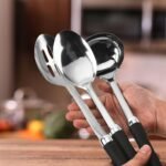 3-Piece Stainless Steel Cooking Utensils Set, Heavy Duty 18/0 14-in Large Serving Spoons Set, Slotted Spoon, Cooking Spoon & Soup Ladle, Kitchen Cooking Serving Utensils Set - Image 4