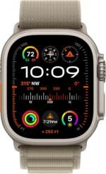 Apple Watch Ultra 2 [GPS + Cellular, 49mm] Titanium Case with Olive Alpine Loop, Medium (Renewed) - Image 3