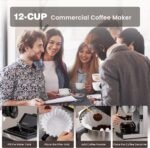 SYBO 12-Cup Commercial Drip Coffee Maker, Pour Over Coffee Maker Brewer with 2 Glass Carafes and Warmers, Stainless Steel Cafetera SF-CB-2GA - Image 3