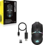 Corsair NIGHTSABRE RGB Wireless Gaming Mouse for FPS, MOBA - 26,000 DPI - 11 Programmable Buttons - Up to 100hrs Battery - iCUE Compatible - Black - Image 7