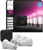 Philips Hue Starter Kit: Bridge Pro + 4 A19 E26 Smart Bulbs, White & Color Ambiance, Dimmable, Smart Light Hub, Works with Apple Home, Alexa, Google, Samsung SmartThings - Image 3
