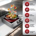 1800W Commercial Induction Cooktop: Features 10-Level Precision Power Control and Low-Noise Cooling for Home Chefs and Party Catering,With Knob and LCD Screen - Image 3