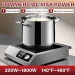 1800W Commercial Induction Cooktop: Features 10-Level Precision Power Control and Low-Noise Cooling for Home Chefs and Party Catering,With Knob and LCD Screen - Image 5