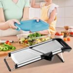 commercial Mandoline Slicer,Stainless Steel Vegetable Slicer,non-slip mandoline slicer for kitchen,Keto,Potato,cucumber,4 Blades & Cut-Resistant Gloves(Includes Brush & Cloth). - Image 5