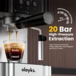 Professional 20-Bar Espresso Coffee Maker, Semi-Automatic with Steam Wand Milk Frother, All-in-One Machine with 1.8L Removable Tank for Latte Cappuccino, Easy Clean - Image 3