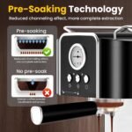 Professional 20-Bar Espresso Coffee Maker, Semi-Automatic with Steam Wand Milk Frother, All-in-One Machine with 1.8L Removable Tank for Latte Cappuccino, Easy Clean - Image 4