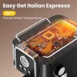 Professional 20-Bar Espresso Coffee Maker, Semi-Automatic with Steam Wand Milk Frother, All-in-One Machine with 1.8L Removable Tank for Latte Cappuccino, Easy Clean - Image 5