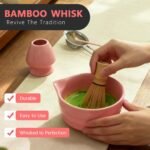 Matcha Whisk Set Cute 18 oz Matcha Bowl Kit 5 pcs Great for Tea Lover Pink - Image 3