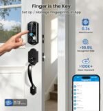 Veise VE07-H Fingerprint Smart Locks for Front Door with Handle Set, App Control, Keyless Entry Keypad Deadbolt, Digital Electronic Touchscreen, Easy Install, Auto Lock, Matte Black - Image 4