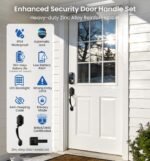 Veise VE07-H Fingerprint Smart Locks for Front Door with Handle Set, App Control, Keyless Entry Keypad Deadbolt, Digital Electronic Touchscreen, Easy Install, Auto Lock, Matte Black - Image 5