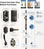 Veise VE07-H Fingerprint Smart Locks for Front Door with Handle Set, App Control, Keyless Entry Keypad Deadbolt, Digital Electronic Touchscreen, Easy Install, Auto Lock, Matte Black - Image 6