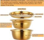 3PC/Set Colander set Stainless Steel Vegetable Slicer Fruit Potato Peeler Carrot Grater Strainer Utensil Round Rice Washer Bowl Drain Basket-Gold - Image 3