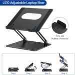 BESIGN LS10 Aluminum Laptop Stand, Ergonomic Adjustable Notebook Tablet Stand, Computer Holder Compatible with Air, Pro, Dell, HP, Lenovo More 10-14" Laptops, Black - Image 5