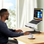 BESIGN LS10 Aluminum Laptop Stand, Ergonomic Adjustable Notebook Tablet Stand, Computer Holder Compatible with Air, Pro, Dell, HP, Lenovo More 10-14" Laptops, Black - Image 6
