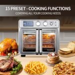 26QT French Door Air Fryer Toaster Oven Combo, 15 Cooking Functions including Rotisserie, and Digital Controls, 30 Recipes & 5 Accessories, Stainless Steel Finish - Image 3