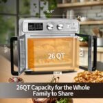 26QT French Door Air Fryer Toaster Oven Combo, 15 Cooking Functions including Rotisserie, and Digital Controls, 30 Recipes & 5 Accessories, Stainless Steel Finish - Image 4