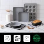 Country Kitchen Nonstick Stackable Bakeware Set - Durable, Easy Release Baking Set, Black, 6 Pcs - Image 3