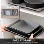 Country Kitchen Nonstick Stackable Bakeware Set - Durable, Easy Release Baking Set, Black, 6 Pcs - Image 5