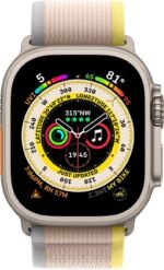Apple Watch Ultra [GPS + Cellular 49mm] Titanium Case with Yellow/Beige Trail Loop, M/L (Renewed) - Image 3