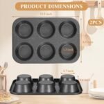 Jumbo Muffin Pan 2 Pack, Nonstick 6 Cup Muffin Tin, Extra Large Cupcake Pan for Baking, Giant Muffin & Cupcake Mold, Carbon Steel Muffin Tins, 3.3'' Cup Diameter - Image 3