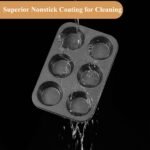Jumbo Muffin Pan 2 Pack, Nonstick 6 Cup Muffin Tin, Extra Large Cupcake Pan for Baking, Giant Muffin & Cupcake Mold, Carbon Steel Muffin Tins, 3.3'' Cup Diameter - Image 5