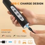 YUSWKO Black Handheld Milk Frother Wand with Stand for Coffee, Rechargeable Electric Whisk with 3 Heads 3 Speeds Drink Mixer Coffee Frother For Latte, Cappuccino, Hot Chocolate, Egg - Image 3