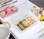 iDesign Kitchen Binz BPA-Free Plastic Stackable Organizer Box with Lid - 7.26" x 10.75" x 2.37", Clear - Image 4