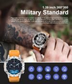 SUNKTA Military Smart Watch for Men(Answer/Dial Calls),100 Sports Modes, 5ATM Waterproof,1.39''HD Touchscreen Fitness Watch,with Heart Rate/SpO2 for Android/iOS Smart Watch Orange - Image 3