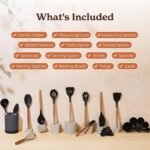 SMIRLY Kitchen Utensils Set – 22-Piece Silicone Cooking Utensils Set, Spatula Set with Holder, Wooden Handle Silicone Kitchen Gadgets for Nonstick Cookware - Image 3