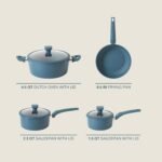 Gibson Home Helensburgh 7-Piece PFA-Free Ceramic Nonstick Carbon Steel Cookware Set – Blue Pots and Pans with Glass Lids, Saucepan, Dutch Oven, Fry Pan - Image 3