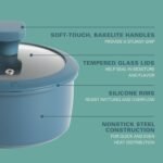 Gibson Home Helensburgh 7-Piece PFA-Free Ceramic Nonstick Carbon Steel Cookware Set – Blue Pots and Pans with Glass Lids, Saucepan, Dutch Oven, Fry Pan - Image 4