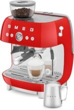 Smeg EGF03 Semi-Automatic Espresso Machine with Built-In Grinder, Dual Thermoblock, 50’s Retro Style – Red (120 V) - Image 5