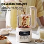 TER Nut Milk Maker Machine, 10-in-1 Soy Milk Maker for Almond/Oat/Soy Milk, Juice, Milkshake, Rice Paste, Auto Clean/24H Preset Time/12H Keep Warm, with 7 Accessories, Beige - Image 3