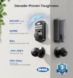 Veise Keyless Entry Door Lock with 2 Knobs, Electronic Backlit Keypad Deadbolt with Handle Set, Auto Lock, One-time Codes, Smart Deadbolt for Front Door, Easy Installation, Matte Black - Image 5
