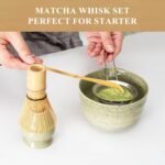 Matcha Whisk Set, Matcha Making Kit Whisk (Chasen Holder), Ceramic Whisk Holder (Mottled Green), Bamboo Scoop, Powder Starter Sifter, Spoon Japanese Tea Tools For Ceremony Gift - Image 4