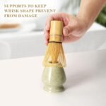 Matcha Whisk Set, Matcha Making Kit Whisk (Chasen Holder), Ceramic Whisk Holder (Mottled Green), Bamboo Scoop, Powder Starter Sifter, Spoon Japanese Tea Tools For Ceremony Gift - Image 5