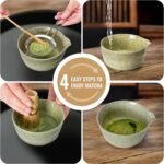 Matcha Whisk Set, Matcha Making Kit Whisk (Chasen Holder), Ceramic Whisk Holder (Mottled Green), Bamboo Scoop, Powder Starter Sifter, Spoon Japanese Tea Tools For Ceremony Gift - Image 6